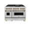 ZLINE - Autograph 48 in. 6.0 cu. ft. Legacy Freestanding Dual Fuel Range with 6 Burners & Convection Oven w/ Bronze Accents - Stainless Steel-Front_Standard