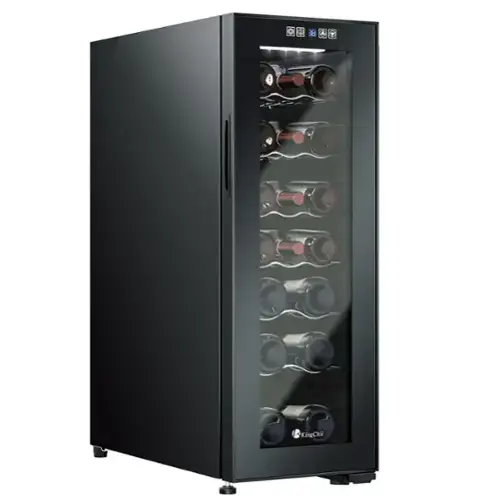 Front. KingChii - 18-Bottle Freestanding Wine Cooler with Digital Temperature Control and Low Noise Compressor - Black.
