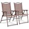 Costway - Set of 2 Patio Folding Sling Back Chairs Camping Deck Garden Beach - Brown-Front_Standard