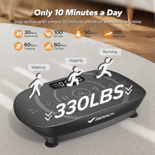 Portable Vibration Plate for Beginners - Affordable, Mini & Slim | MERACH, CV30 / Black
