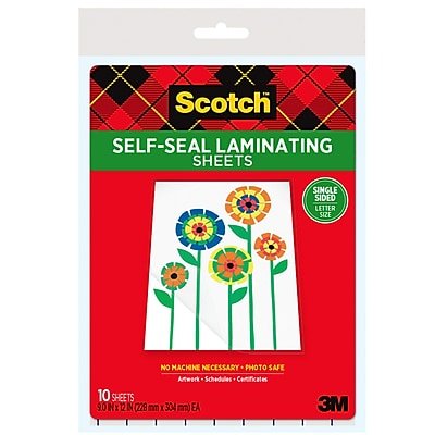 Scotch - Self Sealed Single-Sided Laminating Laminating Sheets, Letter Size, 10/Pack - Clear-Front_Standard 