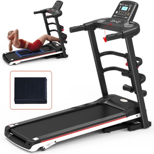 Ksports - 16 Inch Wide Foldable Home Treadmill w/ Bluetooth & Fitness Tracking App - Black Medium-Front_Standard 