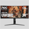 AOC - CU34G4HV 34" VA Panel Curved Gaming Monitor, LED, WQHD (3440x1440), 200Hz, 0.5ms, Freesync - Black-Front_Standard