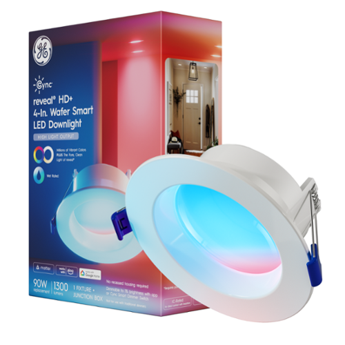 Cync Reveal Smart LED Wafer Downlights, Color Changing, 4in, 1pk - Full Color