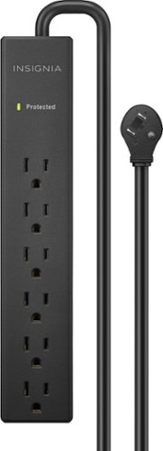 Insignia™ - Surge Protector for Home/Office with 6 AC Outlets, 6-foot cord, and 1080 joules of surge protection - Black
