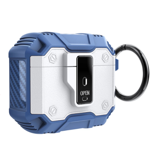 Stock Preferred - Rugged Shockproof Case for AirPods Pro with Keychain & Secure Lock - White-Front_Standard 