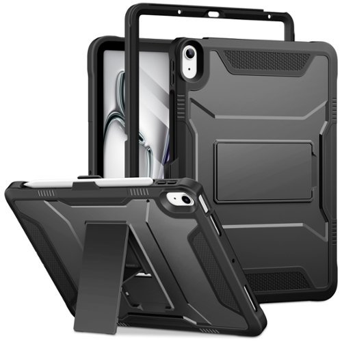 DTTO - iPad Air 11 Case for M3/M2 (2024-2025), iPad Air 5th/4th Gen (2022/2020), with Screen Protector & Kickstand - Black-Front_Standard 