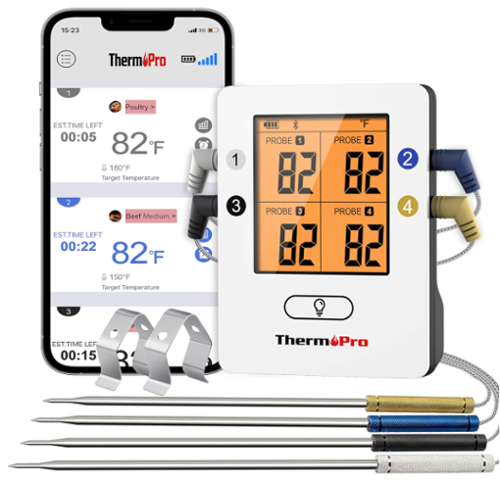  ThermoPro - TP25 650ft Wireless Meat Thermometer with 4 Meat Probes