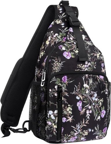 mosiso - Sling Bag Crossbody Shoulder Bag Travel Hiking Daypack Chest Bag with Front Square Pocket&USB Charging Port - Wildflower Bouquet-Front_Standard 