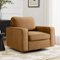 KERDOM - Swivel Single Sofa Chair, Living Room Armchair, Rotating Base Accent Sofa Upholstered Side Chair, Washable Pillow Cover - Camel-Front_Standard