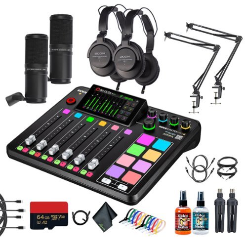 RODE - RODECaster Pro II + Headphones + Podcast Microphone + Mic Arm Stand + More (Bundle)-Front_Standard 