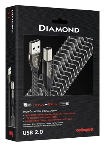 AudioQuest Diamond USB-A > B 9.8' Digital  High-Definition Audio Cable with USB-A to USB-B Connectors - Silver on Black WORLDWIDE DELIVERY