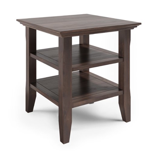 Simpli Home - Acadian SOLID WOOD 19 inch Wide Square Transitional End Table - Warm Walnut Brown-Front_Standard 