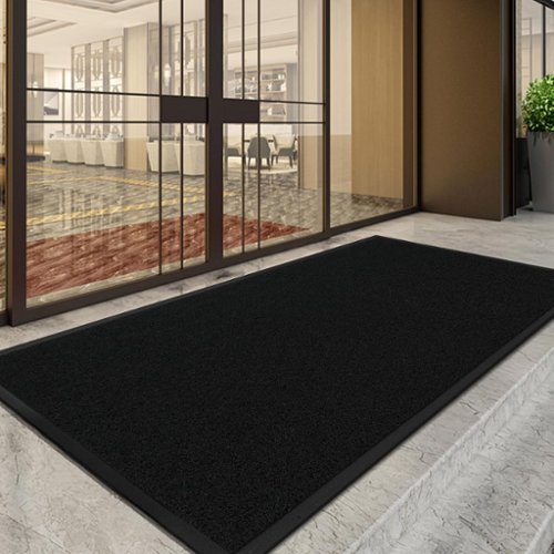 Winado - 71x35 Inch Waterproof Entrance Mat Non-Slip Welcome Floor Mat for Porch Patio Commercial - Black-Front_Standard 