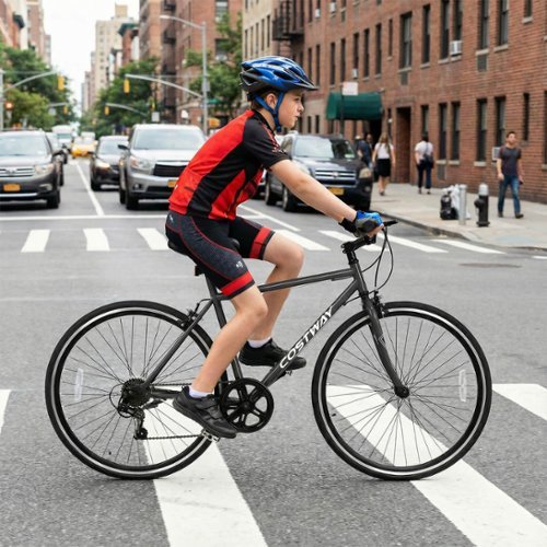 Costway 6 Speed Cycling Bike with All terrain Rubber Wheels Dual
