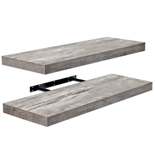 2 Pack (24"x9") Sorbus Floating Wall Shelves for Bedroom, Decor, Kitchen, Living Room - for Trophies, Frames, Bookshelf - Gray-Front_Standard 