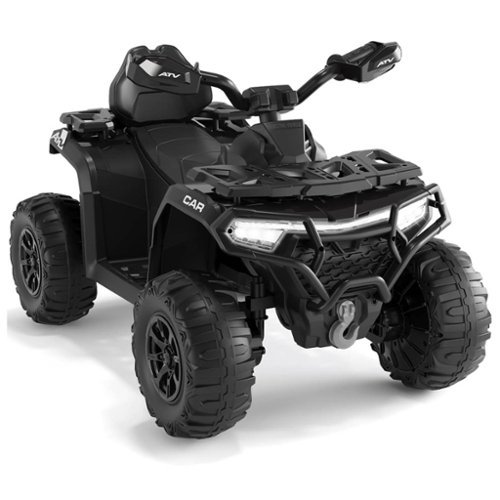 Acekool - 12V Kids Ride On ATV Car with Parent Remote, Off-Road 4 Wheeler w/ Suspension, LED Flag, Bluetooth, USB, Music & Lights - Black-Front_Standard 