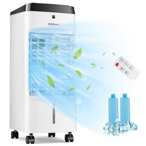 Costway 4-in-1 Evaporative Air Cooler w/ Fan & Humidifier Remote Control Ice Packs - White and Black
