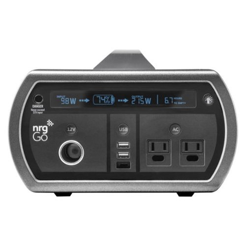 nrgGo - 400 Portable 500Wh Power Station with 300W Continuous Output (Black) (2500 Wh Capacity)-Front_Standard 