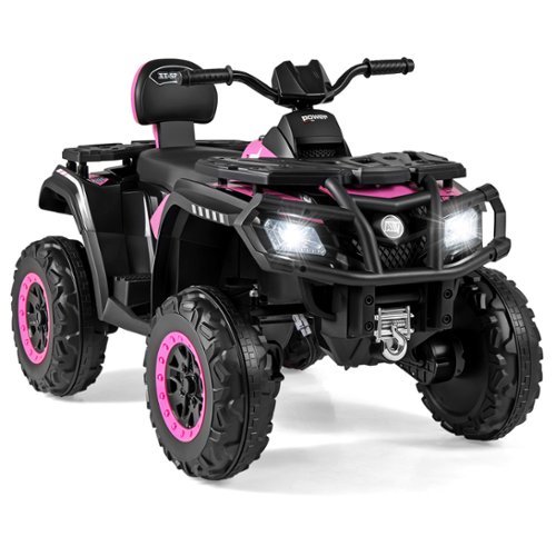 Gymax - 24V 2-Seater 4-Wheeler Quad Electric Vehicle w/ 4 Motors Soft Start LED Lights - Pink-Front_Standard 