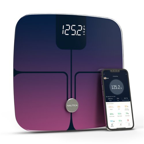 Nautica - Smart Body Scale, Bluetooth, BMI, Body Fat, Muscle & More, Smartphone App for Body Composition Tracking, 440 Lbs - Navy Fuschia-Front_Standard 