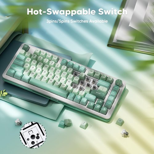 REDRAGON Wireless Mechanical Gaming Keyboard with Gasket Mounted, RGB Backlit 81 Keys, 75% Layout, Hot-Swappable - Dark green/Light green GLOBAL SHIPPING