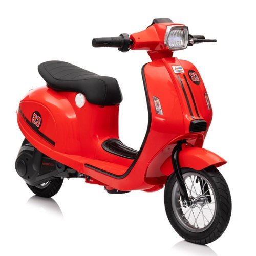 BreeBe - 24V 250W Electric Scooter w/ 12" Air Tires, Hand Brake & Accelerator, Dual Rear Suspension, Slow Start, Ages 8+ - Red-Front_Standard 