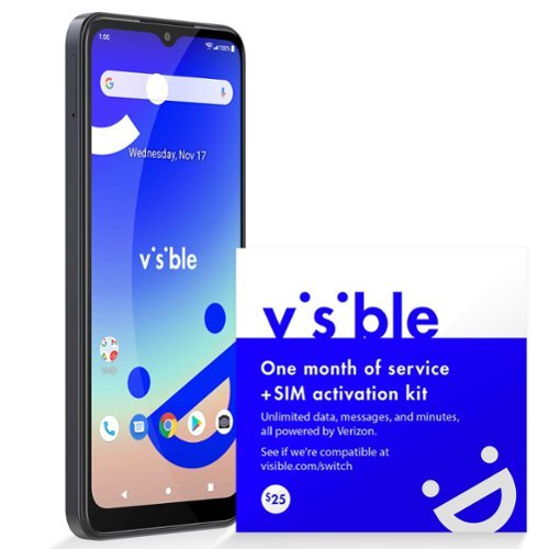 Visible - Midnight, 32 GB, Prepaid Smartphone & Unlimited Data Bundle - Midnight Blue-gray-Front_Standard 
