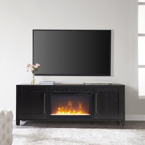 Camden&Wells - Yarmouth Crystal Fireplace TV Stand for Most TVs up to 75" - Obsidian-Front_Standard 