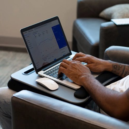 LapGear Smart-e Pro Memory Foam Lap Desk for 17.3 Laptop or Tablet - Silver Carbon SHOP ONLINE