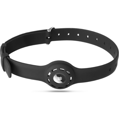 SaharaCase Silicone Dog Standard Collar with Apple AirTag slot - 16-in to 26-in Neck - Black GLOBAL SHIPPING