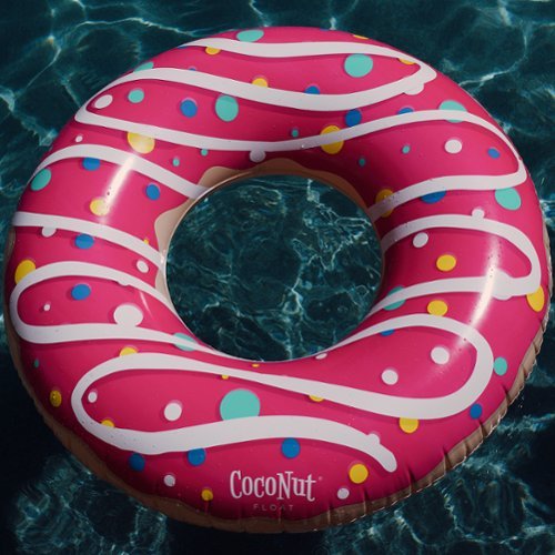 Salus Brands, LLC CocoNut Float: Pink Sprinkled & Glazed Donut - 48 Pool Ring Inflatable, Anti-Leak, Durable, Party Water Accessory WORLDWIDE DELIVERY