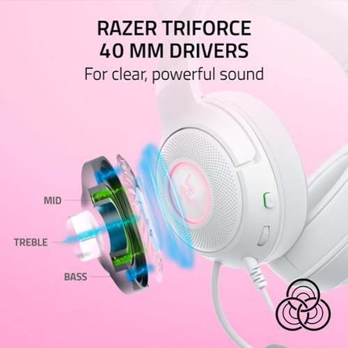 Razer Kraken Kitty V2 Wired Gaming Headset for PC, Mac, Nintendo Switch, Steam Deck, Mobile, and Tablet - White WORLDWIDE DELIVERY