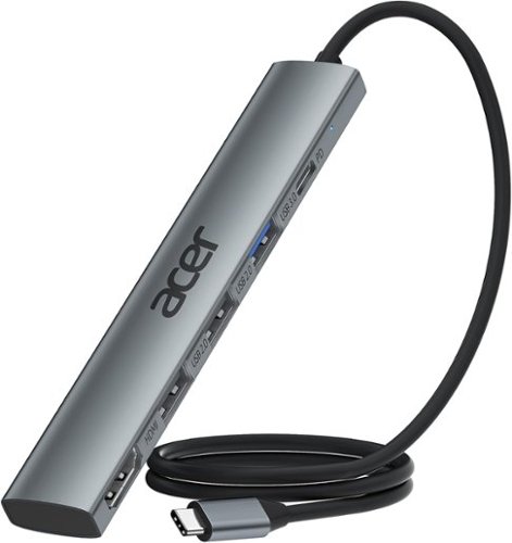 Acer - 5 in 1 USB C Hub with 4K HDMI, 100W Power Delivery, 3 USB A Data Ports, USB C to HDMI Adapter - Gray-Front_Standard 