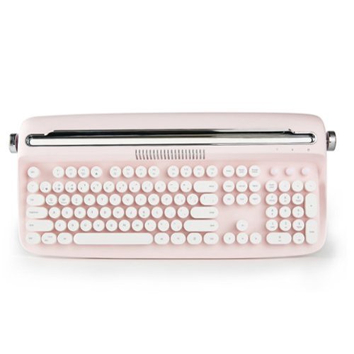Wikistore - ACTTO B503 Wireless Keyboard Retro Bluetooth Aesthetic Typewriter Style Keyboard with Integrated Stand - Pink-Front_Standard 