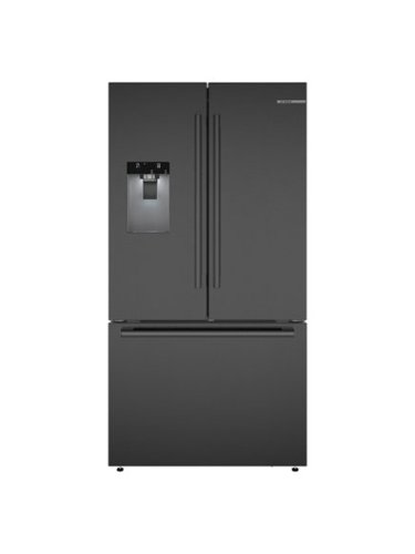 Bosch - 500 Series 26 Cu. Ft. 3-Door French Door Refrigerator with External Water and Ice - Black Stainless Steel