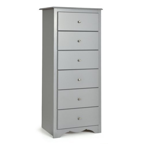 Costway - 6 Drawer Chest Dresser Clothes Storage Bedroom Tall Furniture Cabinet - Gray-Front_Standard 
