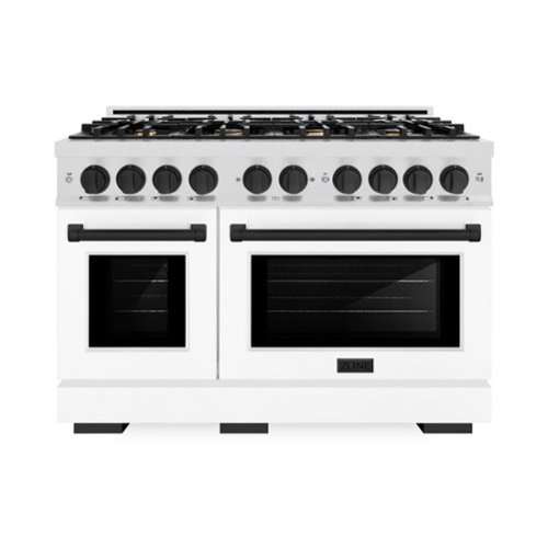 ZLINE - Autograph 48 in. Select Dual Fuel Satin Steel Range w/ White & Black Accents (HDRSZ-WM-48-MB) - White Matte-Front_Standard 