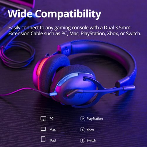 Tronsmart Sounfii G10 Gaming Headset with 3.5mm Connector, Flip-to-Mute Mic, Wired Over-Ear Headphones for Nintendo Switch - Black/Red/Blue BUY IN AUSTRALIA