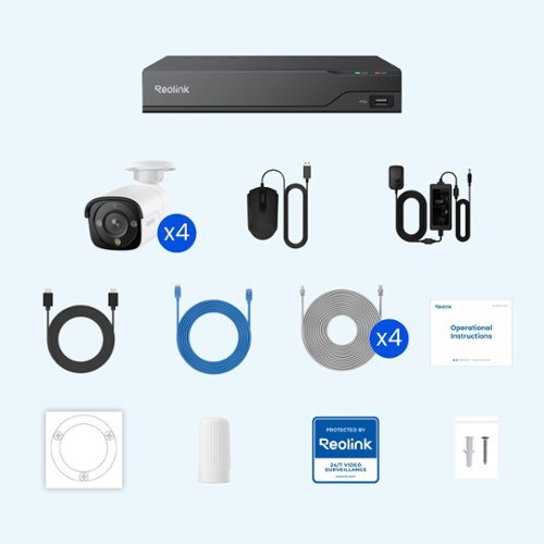 Reolink 8-Channel, 4 - Bullet Camera Indoor/Outdoor 4K+ 12MP PoE 2TB NVR Security Surveillance System - White BUY IN EUROPE