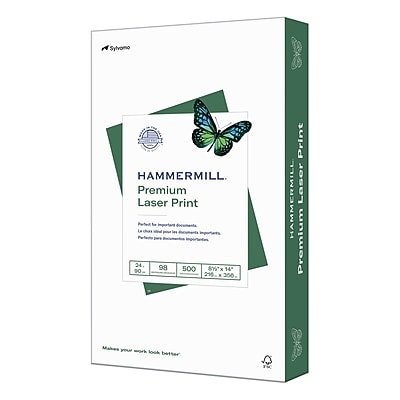 Hammermill - Premium 8.5" x 14" Laser Paper, 24 lbs., 98 Brightness, 500 Sheets/Ream (104612) - White