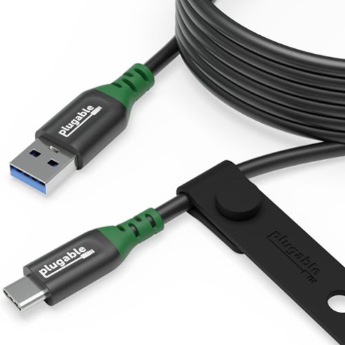 Plugable - USB C to USB A Cable, USB 3.2 Gen 2 USB Cables, 3A (15W) Charging USB C Data Cable 5Gbps - 6ft (2M) - Black-Front_Standard 