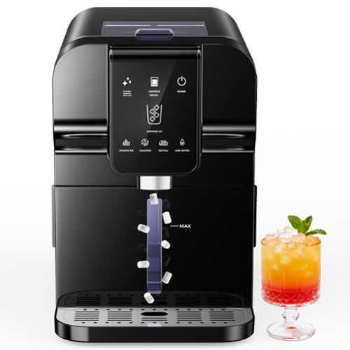 SIMZLIFE - 2-in-1 Nugget Ice Maker with Water Dispenser, 30Lbs/24H Countertop Ice Machine, Ice Ready in 10 Mins & Self-Cleaning - Black-Front_Standard 
