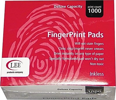 Lee - Inkless Fingerprint Pad, 2 1/4"W x 1 3/4"D, 12/Pack (LEE03127) - Black