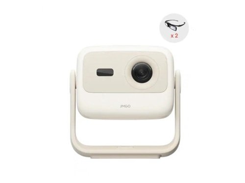 JmGO - N1S Nano Mini Projector - Google TV, 4K, Dual Speakers, 3D - Creamy-Front_Standard 