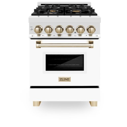 ZLINE - Autograph 24" Legacy Dual Fuel Range w/ 4 Burners & White & Gold Accents (RAZ-WM-24-G)-Front_Standard 