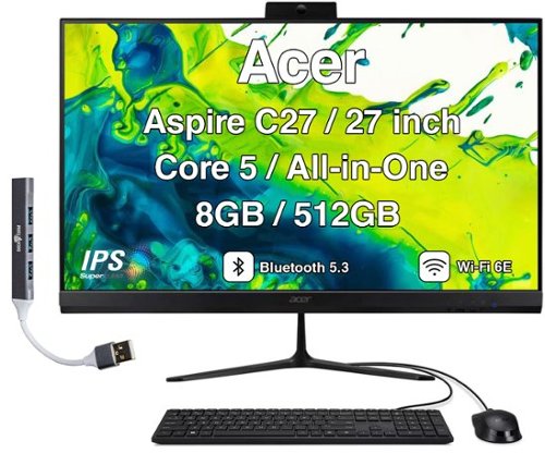Acer - Aspire C27 All-in-One 27 FHD Display (Core 5 120U, 8GB, 512GB SSD, Integrated Graphics, Win 11 Home) w/USB Hub-Front_Standard 