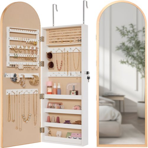 Best Choice Products Door/Wall Mounted Arch Mirror Jewelry Armoire