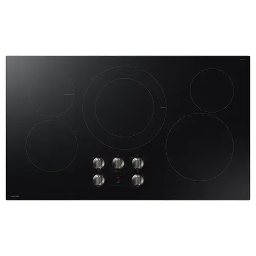 Front. Samsung - 36" Built-In Electric Cooktop with 5 Burners and ENERGY STAR® Certified - Black.