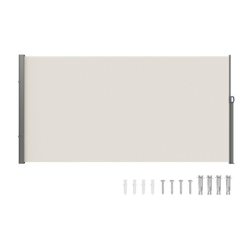 VEVOR - Retractable Side Awning, 71''x 138'' Outdoor Privacy Screen, 180g Polyester Water-proof Retractable Patio Screen - Beige-Front_Standard 